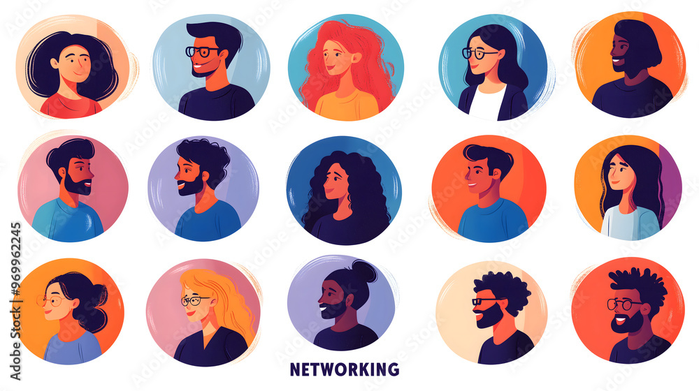 Iconos de personas con el texto networking escrito Iconos de personas con el texto networking escrito