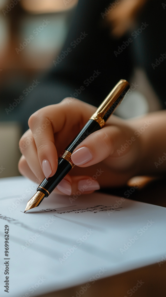 person signing a contract, closeup, created with generative AI technology person signing a contract, closeup, created with generative AI technology