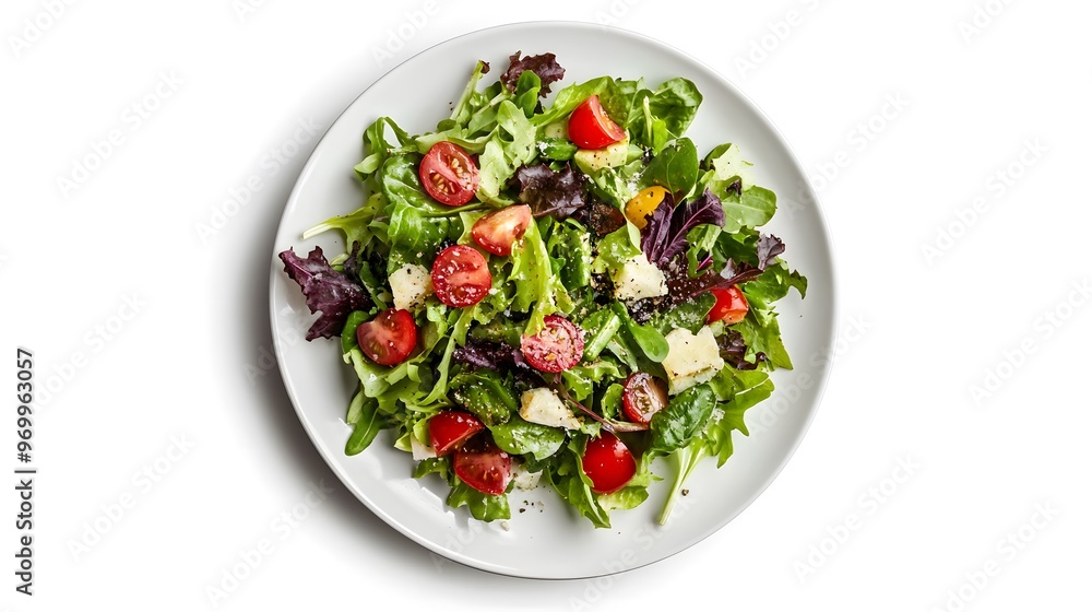 Fresh mixed green salad with cherry tomatoes and parmesan cheese Fresh mixed green salad with cherry tomatoes and parmesan cheese