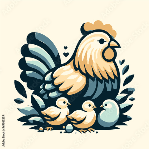 Mother hen with chicks