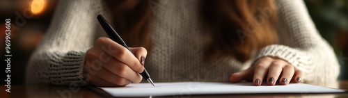 Wallpaper Mural person signing a contract, closeup, created with generative AI technology Torontodigital.ca