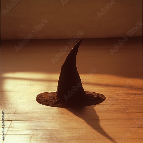 black silloute of a witch hat. halloween illustration photo