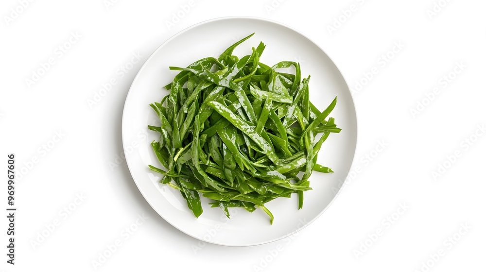 Fresh green salad with creamy dressing on white plate Fresh green salad with creamy dressing on white plate