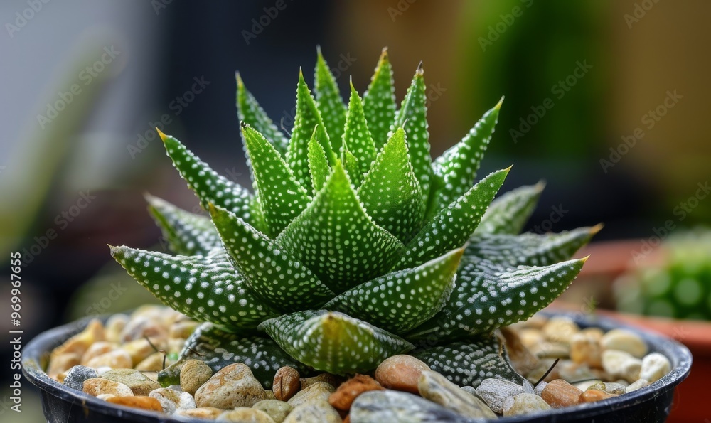 Obraz premium A Vibrant Green Succulent Plant Growing in a Pot