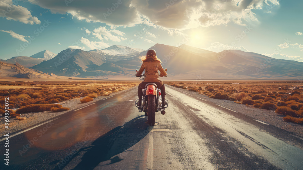 A vintage motorcycle on a scenic road, capturing the spirit of adventure and freedom