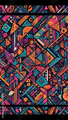 digital painting Colorful abstract geometric pattern