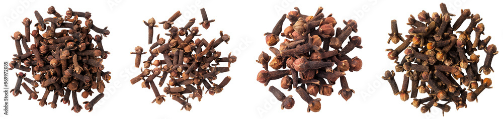 Dried cloves isolated on transparent background, set of Dried cloves isolated on transparent background, set of