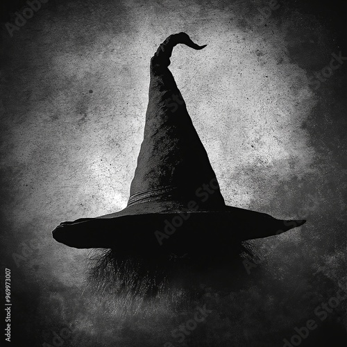 black silloute of a witch hat. halloween illustration photo