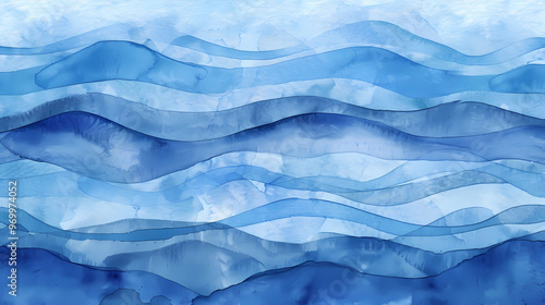 Wallpaper Mural Abstract wave watercolor background in blue colors Torontodigital.ca