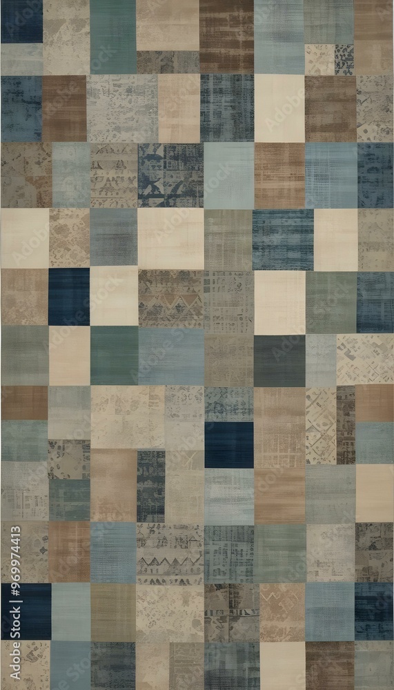 Fototapeta premium colorful patch work style rug or carpet with multi texture