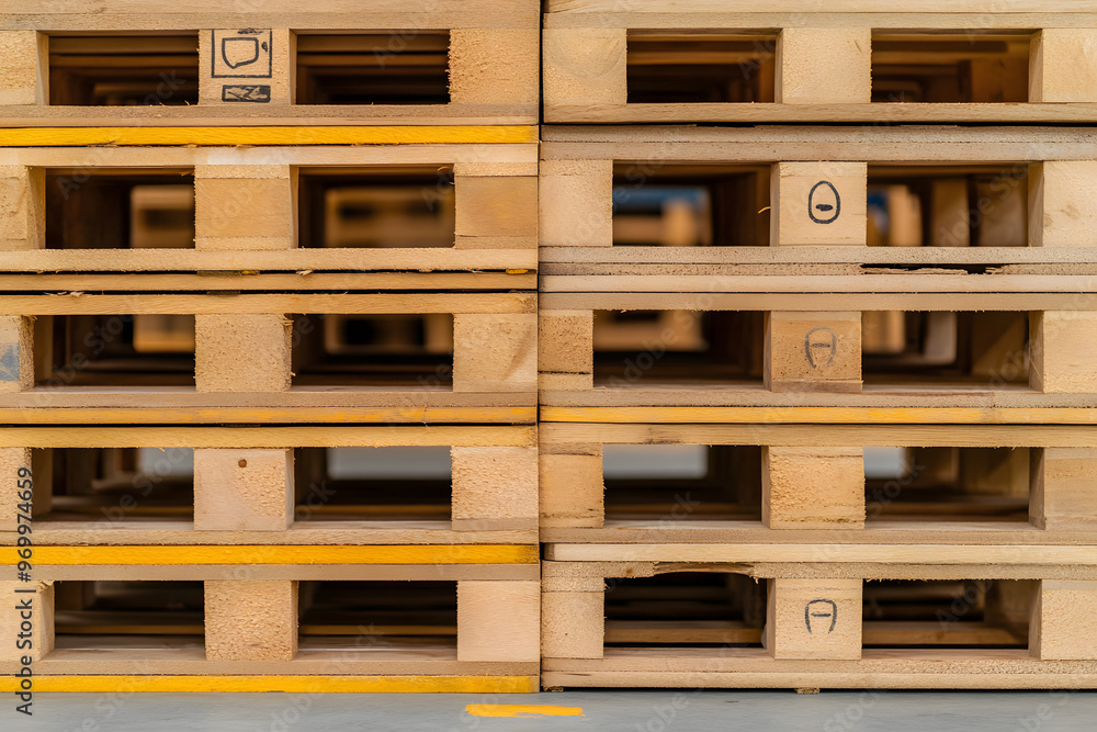Stack of Wooden Pallets Ready for Transport, Logistics and Supply Chain Management Stack of Wooden Pallets Ready for Transport, Logistics and Supply Chain Management