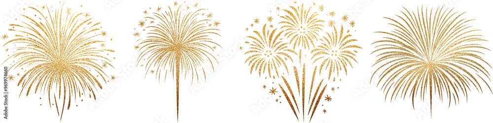 Fototapeta premium Gold Glitter Fireworks Illustration – Festive Celebration Sparkle Art