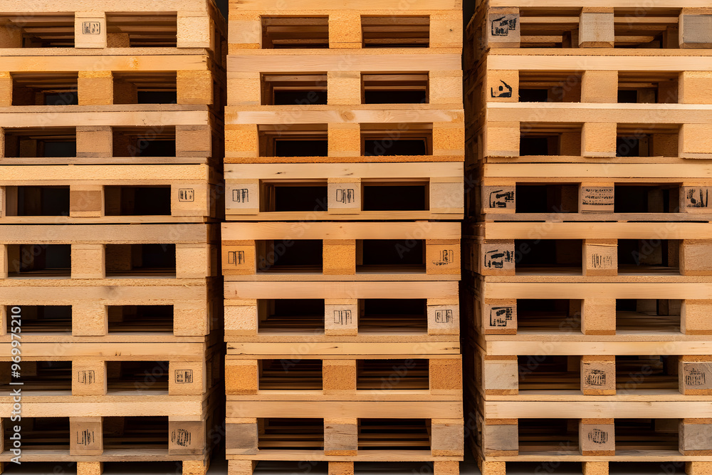 Stack of Wooden Pallets Ready for Transport, Logistics and Supply Chain Management Stack of Wooden Pallets Ready for Transport, Logistics and Supply Chain Management