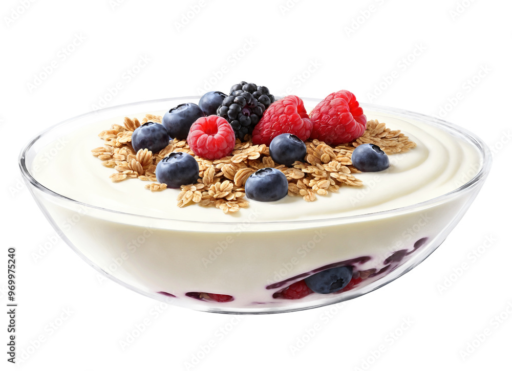 Blueberry Cereal Bowl with Milk on a transparent background Blueberry Cereal Bowl with Milk on a transparent background