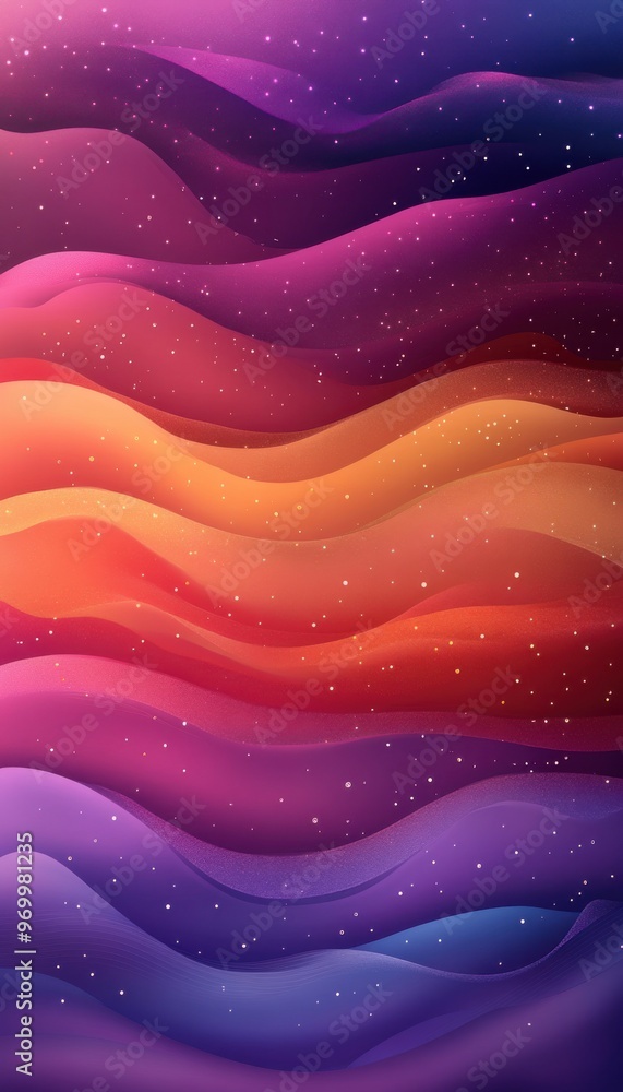 Vivid abstract background with colorful wave patterns and star-like dots creating a dreamy, cosmic effect Vivid abstract background with colorful wave patterns and star-like dots creating a dreamy, cosmic effect