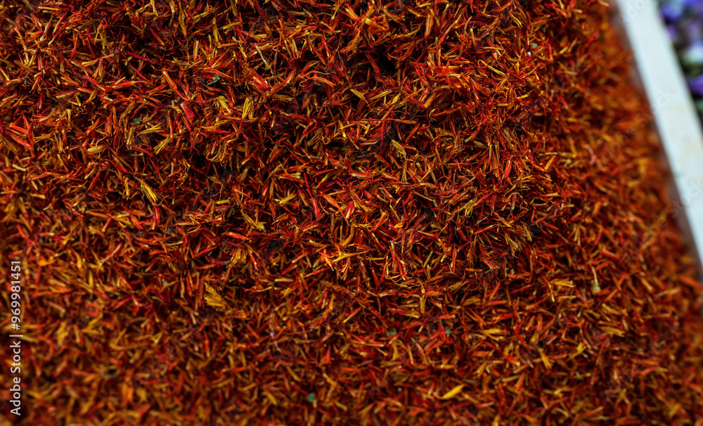 Close-Up of Vibrant Red Safflower Petals in Turkey