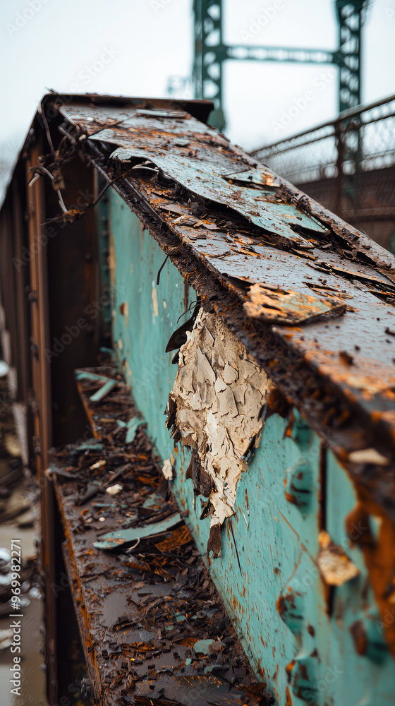 A close up of damaged bridge with collapsed sections, showcasing decay and neglect A close up of damaged bridge with collapsed sections, showcasing decay and neglect