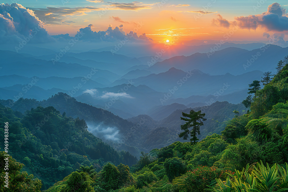 Doi Tung Mountains and Forest at Sunset Doi Tung Mountains and Forest at Sunset