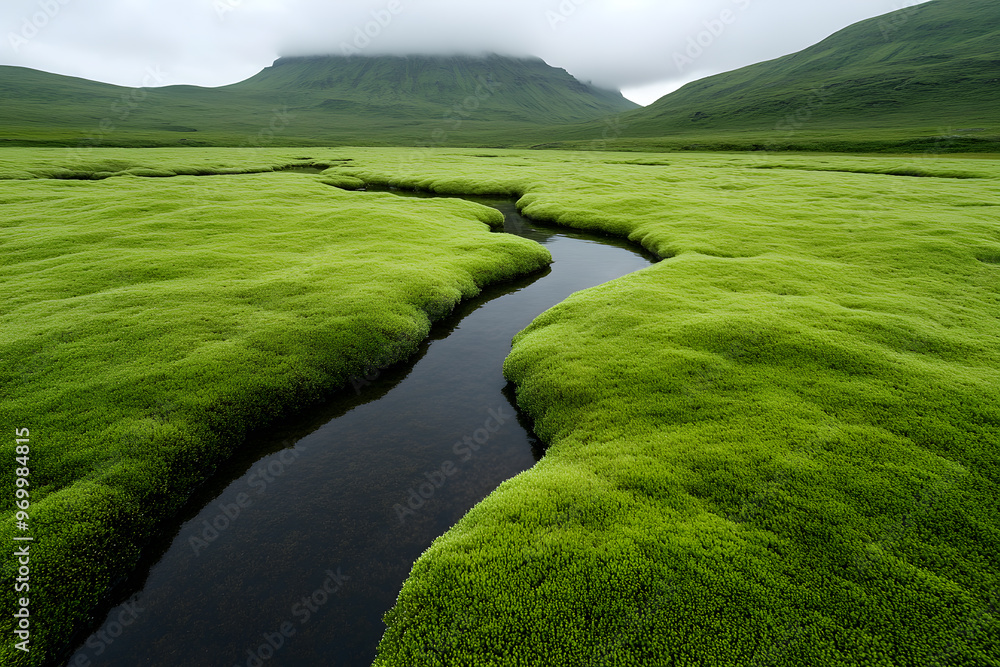 Moss-Covered Ground Creating Lush Green Carpet Landscape, Natural Forest Floor and Tranquil Scenery Moss-Covered Ground Creating Lush Green Carpet Landscape, Natural Forest Floor and Tranquil Scenery