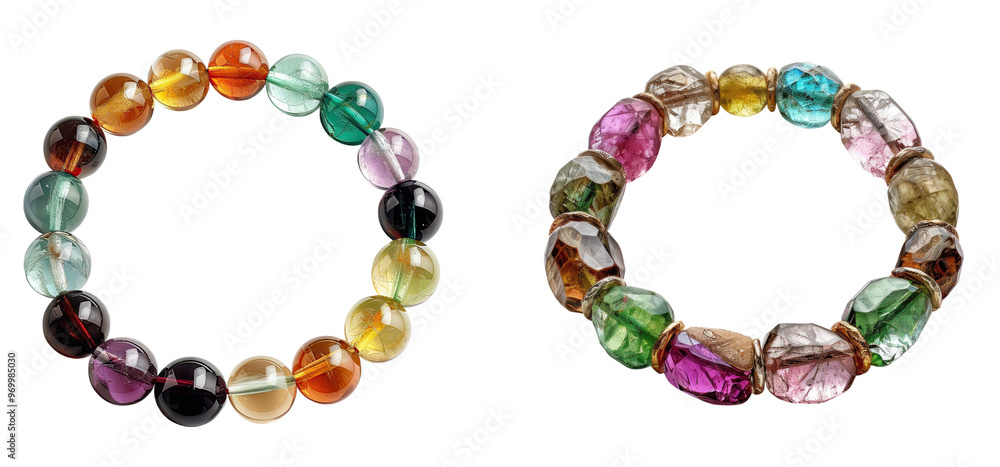Gemstone bracelet isolated on transparent background, set of Gemstone bracelet isolated on transparent background, set of