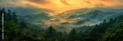 Smoky Mountain Sunset Landscape