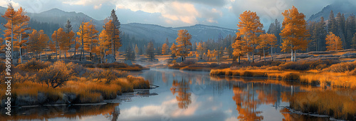 Wallpaper Mural Autumn Landscape in Yellowstone National Park Torontodigital.ca