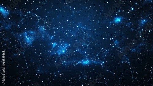 A mesmerizing view of a starry night sky filled with vibrant constellations and glowing celestial bodies