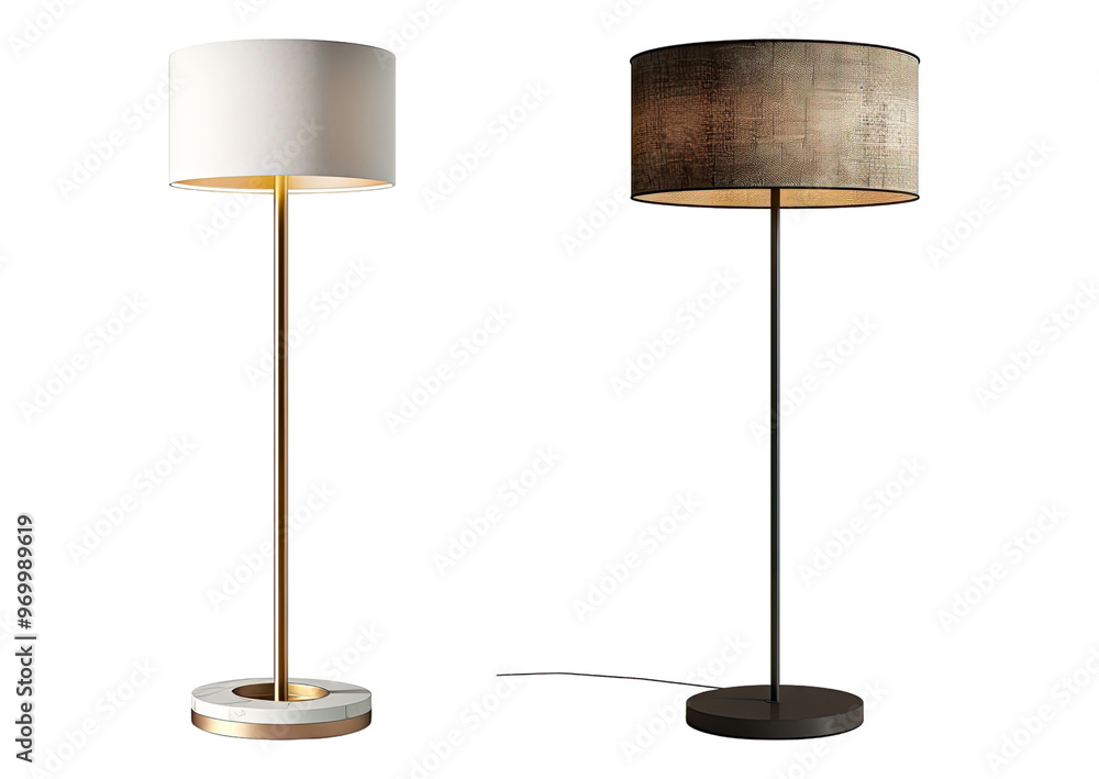 Modern floor lamp isolated on transparent background, set of Modern floor lamp isolated on transparent background, set of