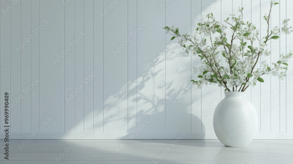 Modern Interior Design with Flower Vase and Poster Mockup in Living Room Modern Interior Design with Flower Vase and Poster Mockup in Living Room