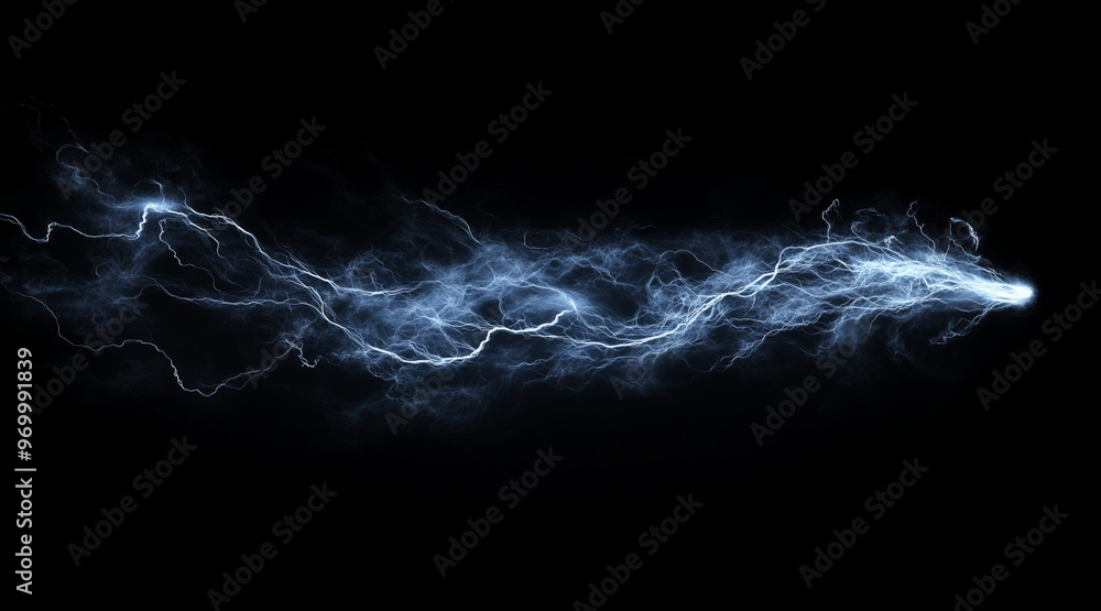 Dynamic lightning bolt frozen in mid-strike isolated on a black background. Weather phenomena isolated on white. Photo realistic photo.
Dynamic lightning bolt frozen in mid-strike isolated on a black background. Weather phenomena isolated on white. Photo realistic photo.