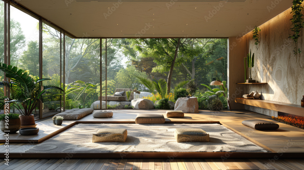 Fototapeta premium An interior design scene with contemporary furniture, minimalist decor, and natural lighting