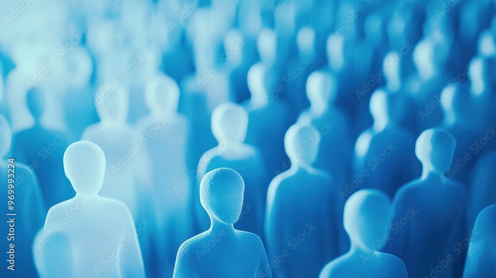 Abstract Blue Silhouettes of People in a Crowd Abstract Blue Silhouettes of People in a Crowd