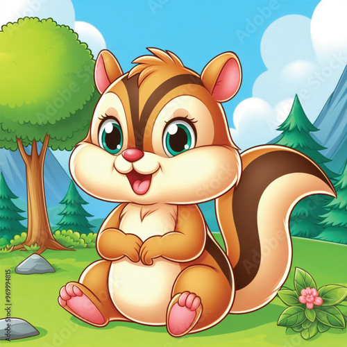 Cute Chipmunk Vector Cartoon illustration