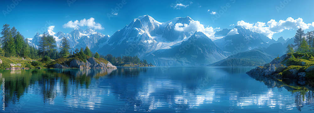 Obraz premium Lac Blanc Panorama with Mont Blanc
