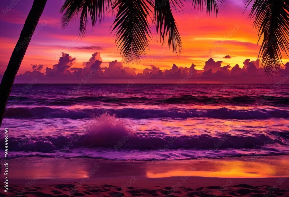 vibrant palm silhouette striking sunset backdrop showcasing warm hues purple breathtaking tropical scene, colors, orange, pink, sky, clouds, light vibrant palm silhouette striking sunset backdrop showcasing warm hues purple breathtaking tropical scene, colors, orange, pink, sky, clouds, light