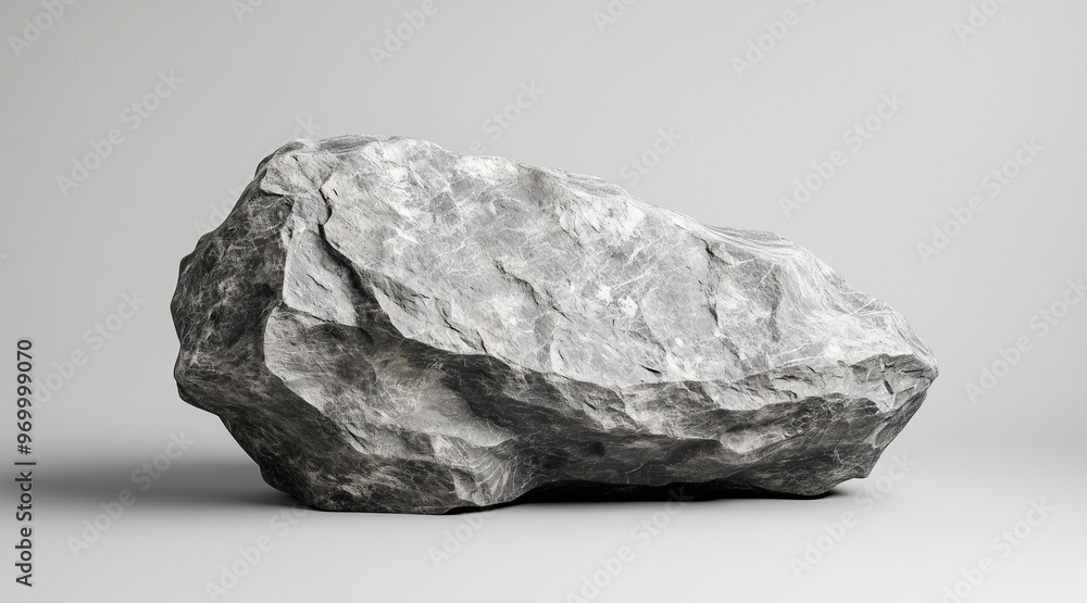 A large grey rock sits on a grey background all by itself. isolated on a solid gray background. Illustrations
A large grey rock sits on a grey background all by itself. isolated on a solid gray background. Illustrations