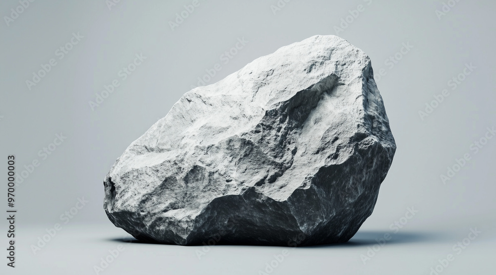 A large grey rock sits on a grey background all by itself. isolated on a solid gray background. Illustrations
A large grey rock sits on a grey background all by itself. isolated on a solid gray background. Illustrations