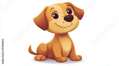 Illustration of a cute cartoon dog isolated on a white background. Cute cartoon animals. cartoons. Illustrations
 photo