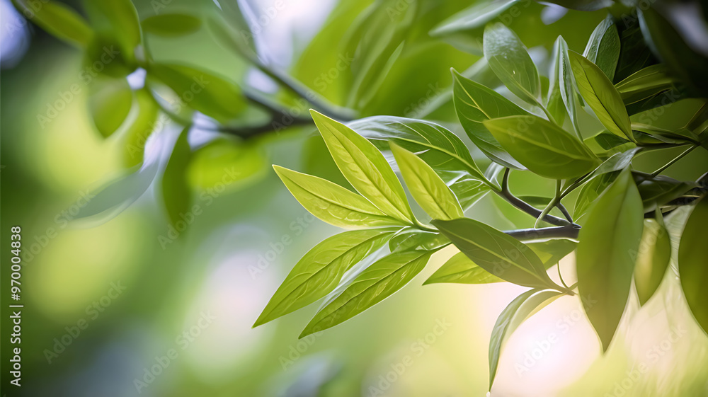 Fototapeta premium Spring Background, Nature of green leaves, ideal for wallpaper