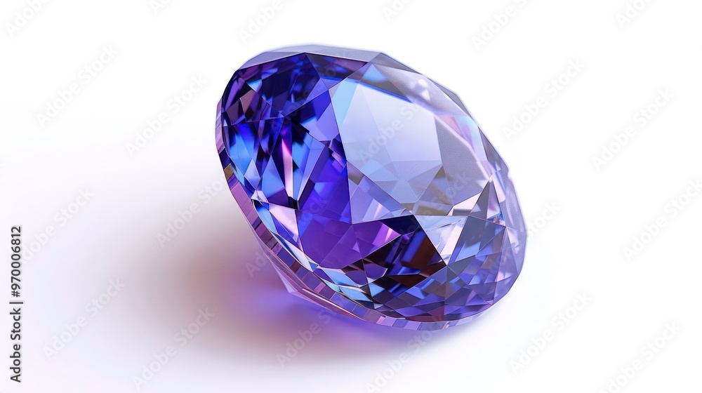Close-up of a sparkling purple gemstone isolated on a white background. Close-up of a sparkling purple gemstone isolated on a white background.