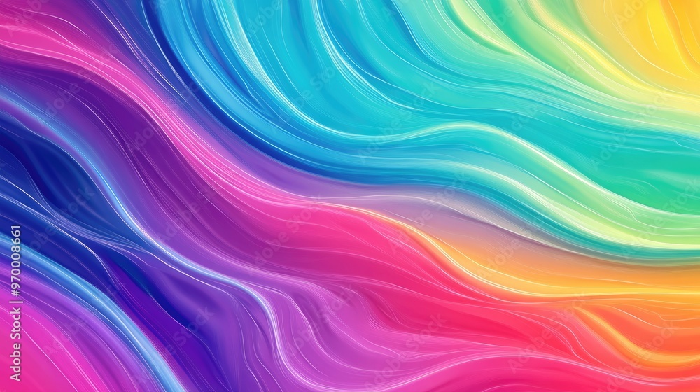 Vibrant Rainbow Wave. Colorful Abstract Illustration with Dynamic Curves and Neon Effects Vibrant Rainbow Wave. Colorful Abstract Illustration with Dynamic Curves and Neon Effects
