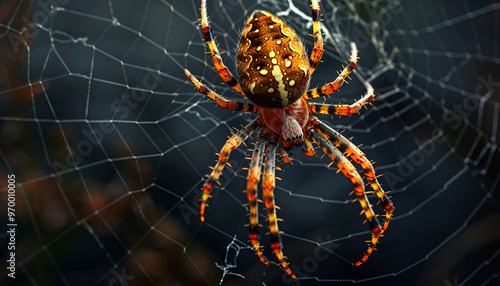 Spiderweb On Black Darkness - Halloween Background - Real Cobweb