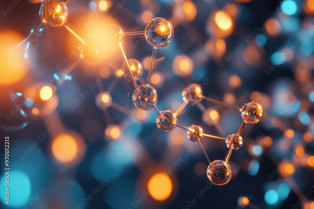 Molecular Nanostructure on Carbon Background. Abstract 3D Science Illustration Molecular Nanostructure on Carbon Background. Abstract 3D Science Illustration