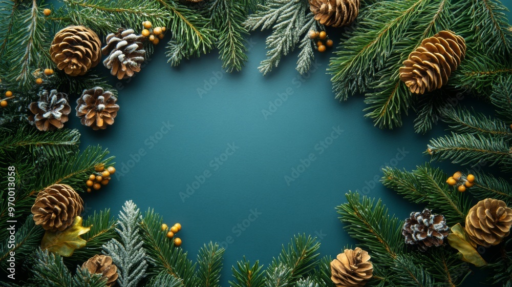 Merry Christmas banner design. New Year flat lay blue background concept with empty space. Holiday ornament arrangement. Luxury Noel and Xmas festive layout. Merry Christmas banner design. New Year flat lay blue background concept with empty space. Holiday ornament arrangement. Luxury Noel and Xmas festive layout.