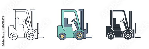 Forklift icon symbol vector illustration isolated on white background