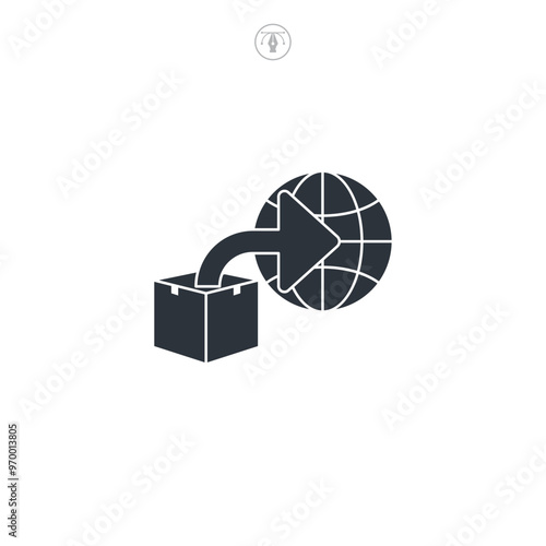 Global Shipping, Global distribution. Market expansion. Worldwide commerce icon symbol vector illustration isolated on white background