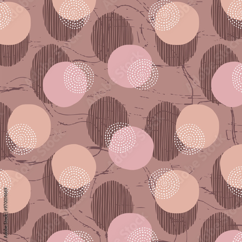 Abstract circle and polkas retro pattern