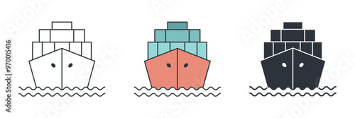 Cargo Ship icon symbol vector illustration isolated on white background