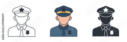 Police Officer icon symbol vector illustration isolated on white background