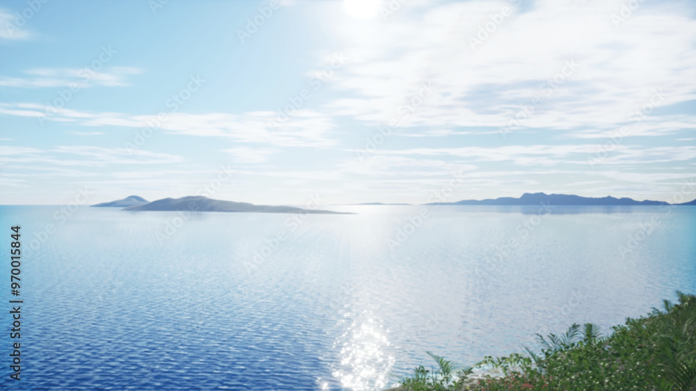 Fototapeta premium 3D Serene Lake with Shimmering Sunlight Reflection